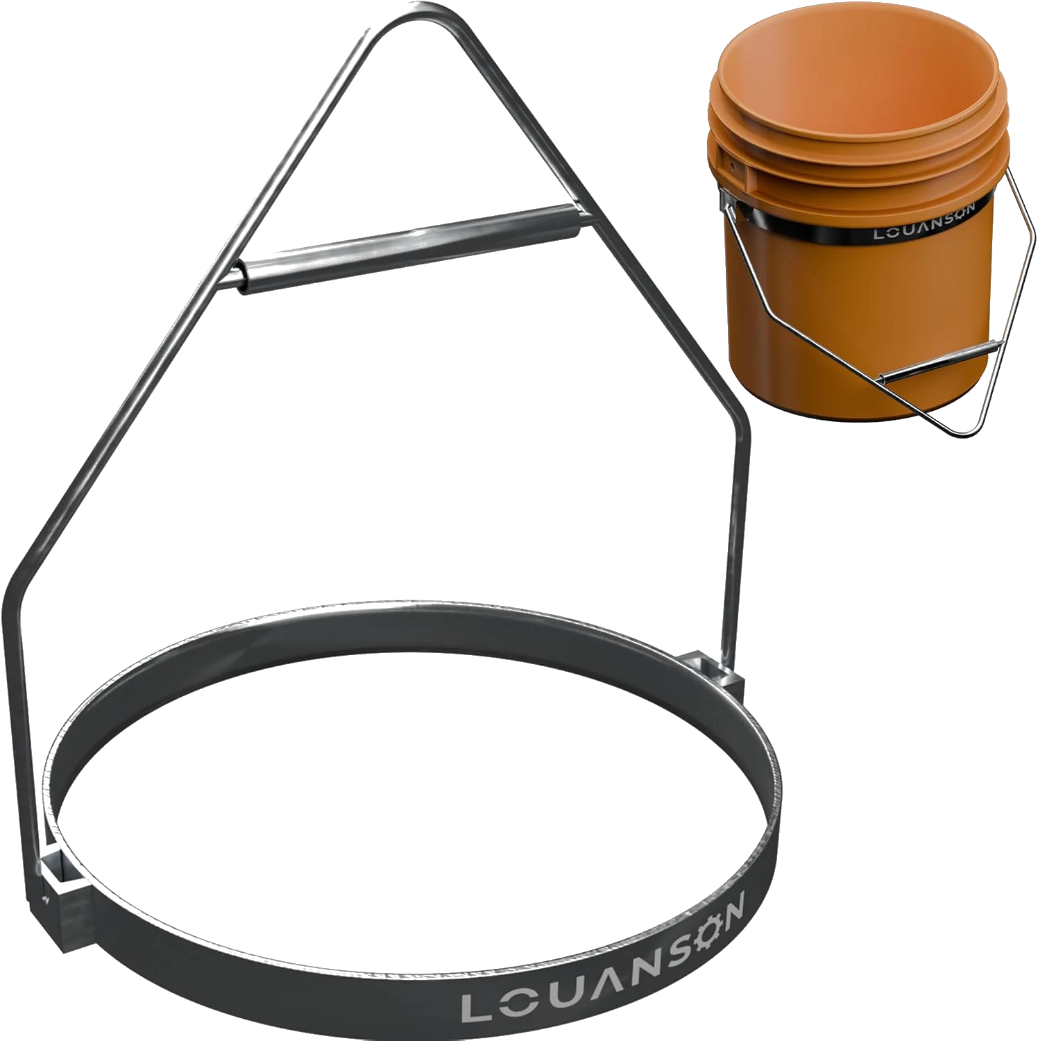 Louanson galvanized-steel bucket harness with orange 5-gallon bucket